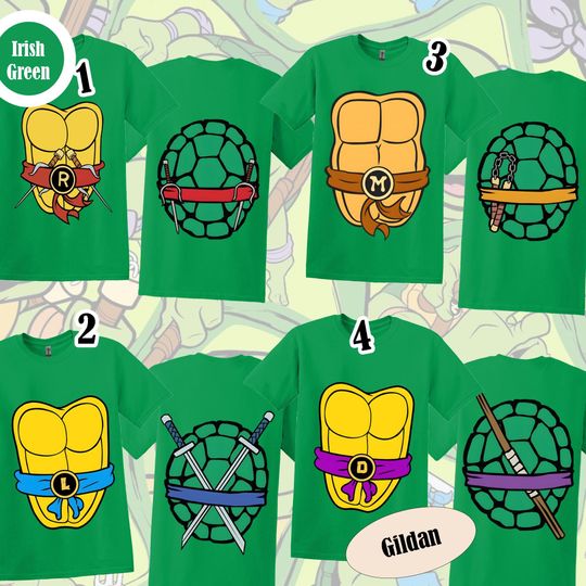 Discover Turtles Two Side Costume Group Shirt, Ninja Cosplay Shirt, Turtles Halloween Costume Shirt, Halloween Matching Shirt, Family Sweatshirt