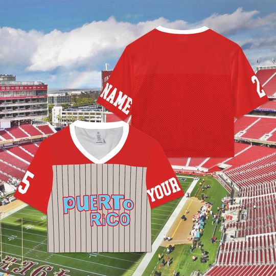 Puerto Rico Bad Bunny Benito Crop Top Football Jersey, Game Day Outfit, Puerto Rico Sport Apparel, Gift For Fans
