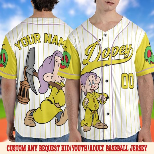 Discover Personalized Disney Seven Dwarfs Baseball Jersey, Snow White Baseball Shirt, Disneyland Halloween Trip Family Costume Matching Tee OHUR02