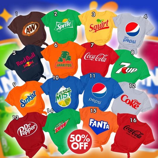 Discover Soda Drinking Party Halloween Costume Shirt, Soda Drink Halloween Costume For Family Group Shirt, Soda Drinks Group Halloween Shirt