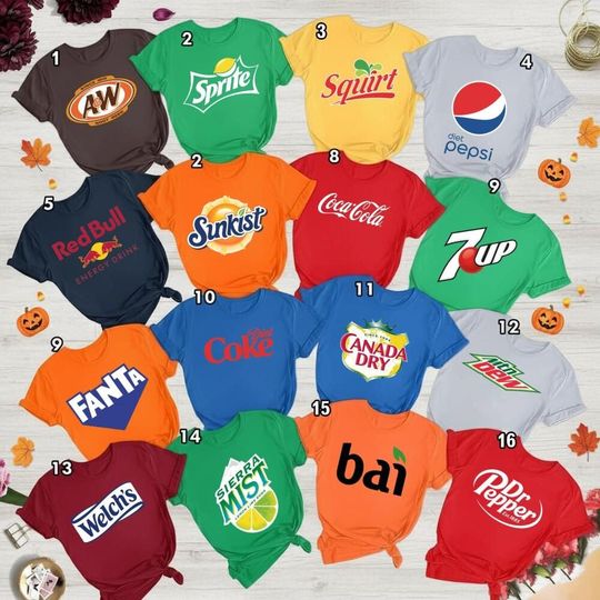 Discover Soda Drinks Group Halloween Group Shirt, Soda Drinking Party Halloween Costume Funny Tee, Soft Drink Halloween For Family T Shirt 91025DN44