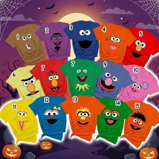 Discover Funny Sesame Squad Halloween Shirt | Retro Character Costume Tee 2025 | Family Matching Outfit | Teacher Group Top | Cute Trick or Treat