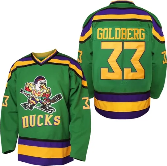 Mighty Ducks Movie Men Jersey Greg Goldberg 33# Ice Hockey Jersey Stitched Sewn