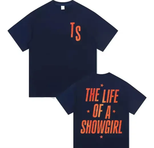 Discover The Life of A Showgirl Taylorr Swifts Black T-shirt Orange Size XL Brand New