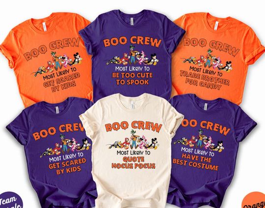 Boo Crew Halloween Shirt, Most Likely To Quote Tee, Custom Group Fall Top, Pumpkin Costume Party Shirt