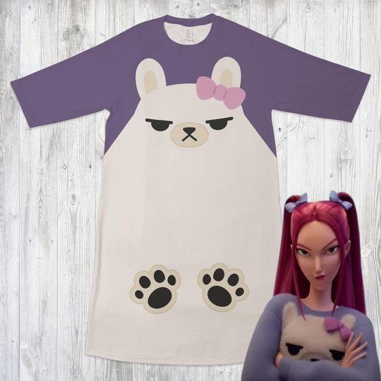 K-Pop Demon Hunters Mira Pajamas Dress, Mira Llama pjs dress, Women & Kids Rumi Zoey Mira K-pop Demon Hunters Sleepwear, Kpop Fan Gift