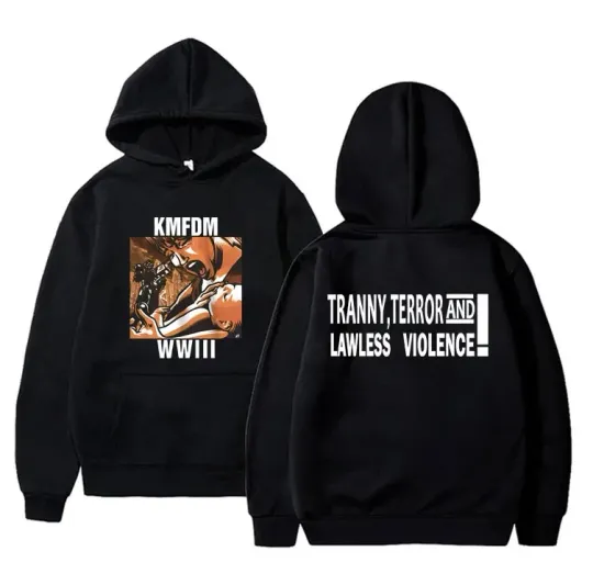 Discover KMFDMM WWII Tranny Terror Lawless Double Sided Hoodie