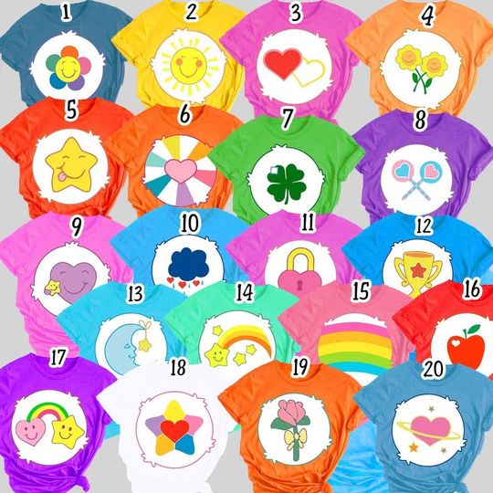 Discover Care Bears Group Halloween Costume Soft T-Shirt, Matching Family Costume Tee, Bears Party Shirt for Friends, Halloween Friends Costume Shirt