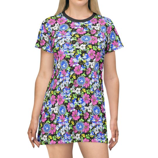 Discover Garden Whimsy - Retro Mickey & Minnie - Women's T-Shirt Dress (Made in USA)