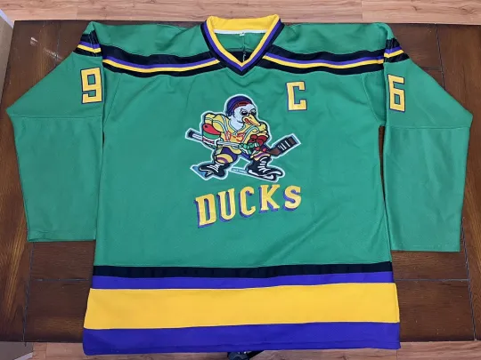 Discover Charlie Conway 96 Mighty Ducks Hockey Jersey Embroidered Movie Uniform 3XL READ
