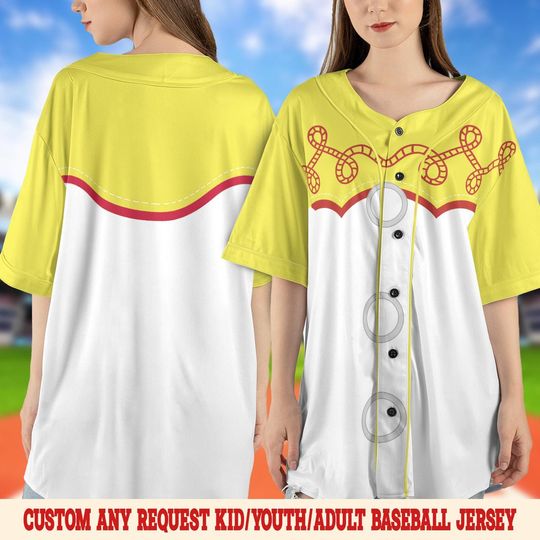 Discover Jessie Cowgirl All Over Print Baseball Jersey/Toy Story Cowgirl Cosplay Halloween Apparel, Jessie Woody Girlfriend Holiday Tee OHWQ24