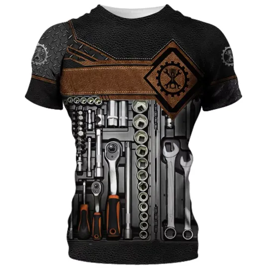 Discover Summer Mechanic Men's 3D All-Over Printed Double-Sided T-shirt