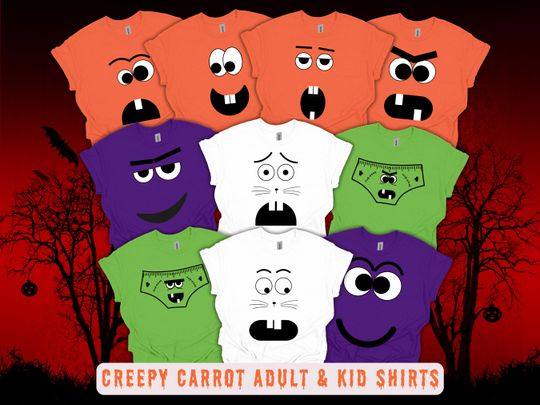 Discover Halloween Teacher Book Character Day Carrot Group Shirt, Creepy Book Costume, Book Character Outfit, Spooky Matching Couple Tee Teacher Team