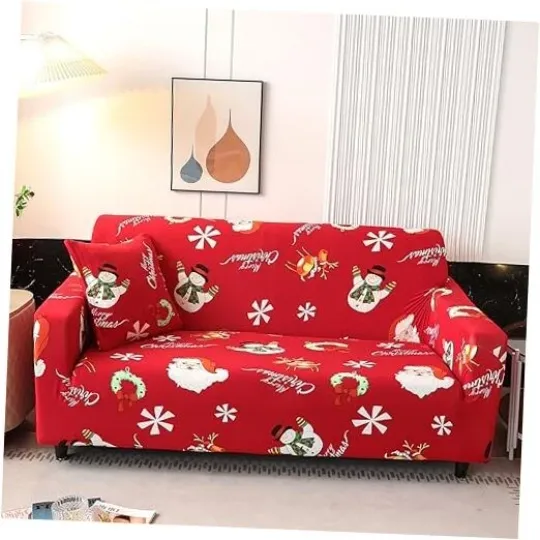 Christmas Sofa Cover Santa Claus Elastic Couch 3 Seater Christmas Santa Claus
