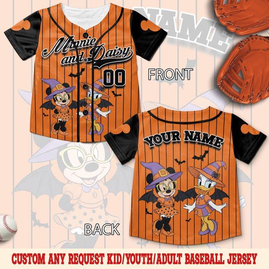 Discover Disney Bestie Minnie DaisyHalloween Baseball Jersey Unisex Costume Shirt