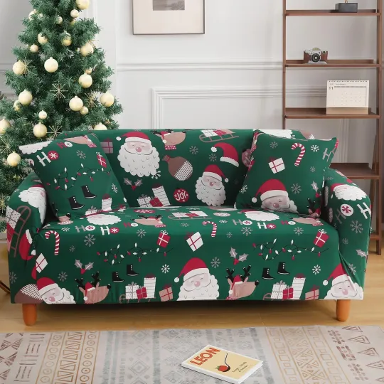 Christmas Printed Sofa Cover Santa Claus Elastic Couch Cover