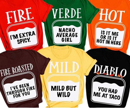 Discover Taco Sauce Family Matching Shirts, Sauces Group Shirt, Hot Spicy Thanksgiving Tshirts, Halloween Costume Tee, Holiday TShirt