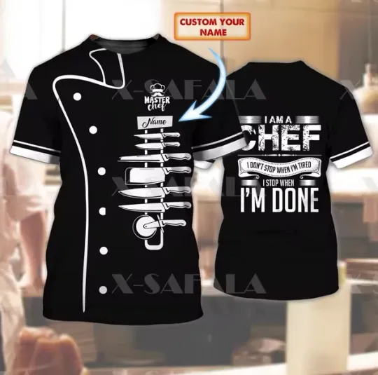 Discover Chef Kitchen Cooking The Word Skull Usa 3d High Quality T-shirt Size S-5XL