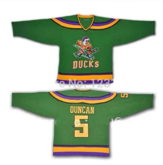 Discover Movie Duncan #5 Mighty Hockey Jersey Sewn Custom Name Youth/Adult Size