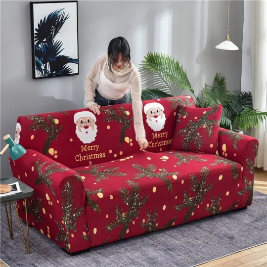 Discover 1/2/3/4 Seater Christmas Sofa Cover Stretch Wrap All-inclusive ArmChair Cover