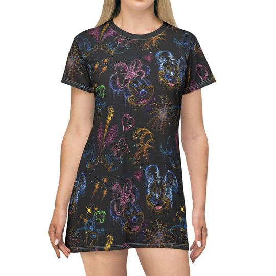 Discover Mickey and Minnie's Love in the Sky - Women's T-Shirt Dress (Made in USA)