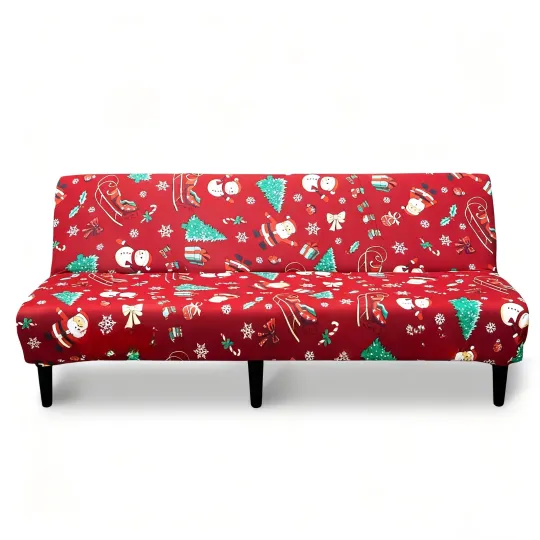 Christmas Futon Slipcover Armless Sofa Cover Stretch Sofa Bed Slipcover
