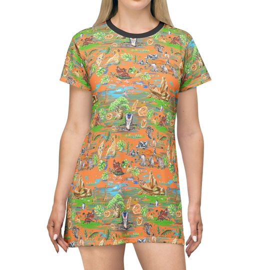 Discover Simba's Savanna Sunset - Women's T-Shirt Dress (Made in USA)