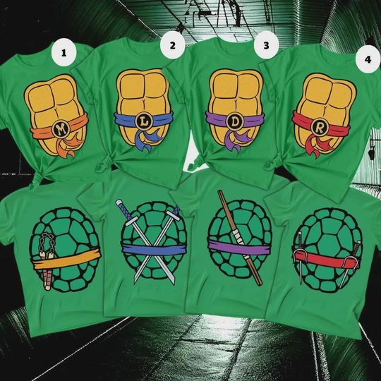 Discover Turtle Costume, Ninja Turtle Cosplay Group Shirt, Halloween Matching Tee, Halloween Costume Shirt For Family, Family Matching Shirt