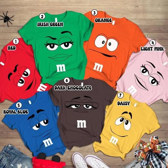 Discover Candy Group Matching Shirts, M and M Faces Halloween Costume Shirt, M M Face Matching Halloween Costume, Family Halloween Costumes
