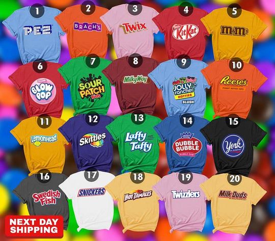 Vintage Chocolate Bar Halloween Costume Shirt: Matching Family Group Tee, Candy Group Costume.