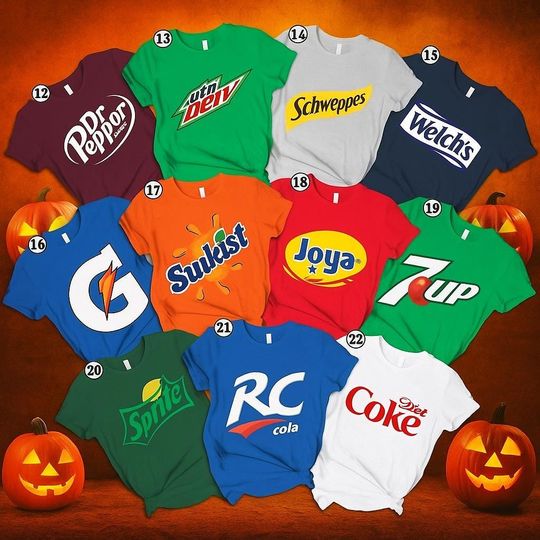 Discover Custome Soda Drinks Group Halloween Matching Family Shirt Teacher Halloween Costume Shirt Halloween Group Party Shirt Matching Family Tee 00