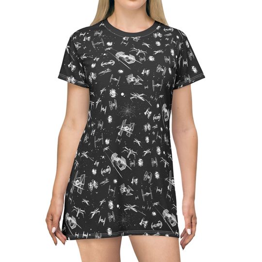 Discover Space Ship Battle Women's T-Shirt Dress