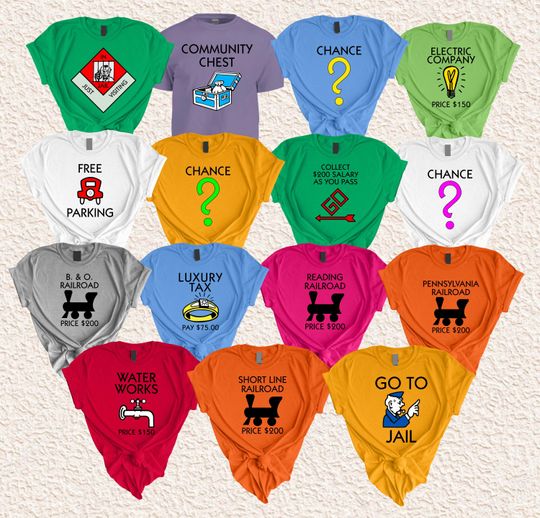 Halloween Costume Shirts, Game Cards Cosplay, Monopoly Game Costume Halloween Group Shirts, Group Game Shirt