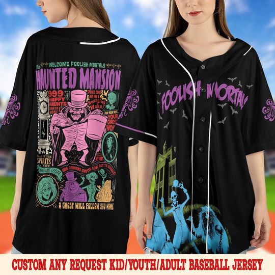 Custom Haunted Mansion Map Baseball Jersey, Haunted Mansion Jersey Team