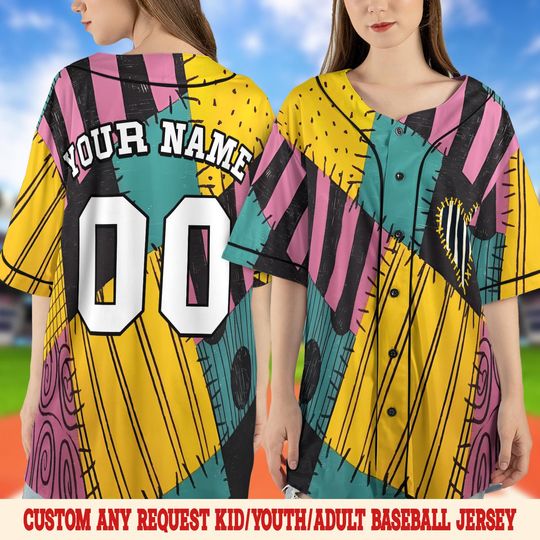 Discover Nightmare Town Inspired Baseball Jersey | Spooky Doll Costume Shirt | Halloween Outfit