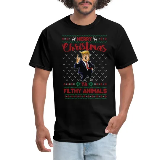 Merry Christmas Ya Filthy Animals Donald Trump Men's T-Shirt