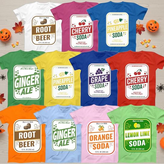 Discover Custom Soda Drinks Group Matching Tshirt, Halloween Soda Drinking Party Tee, Soft Drink Halloween Costume Family Group Shirt 91025DN38