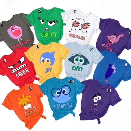Discover Set of 11 Disney Inside out Character Face PNG, Halloween Group Matching Design, DIY Costume, Birthday Party Art, Family Vacation