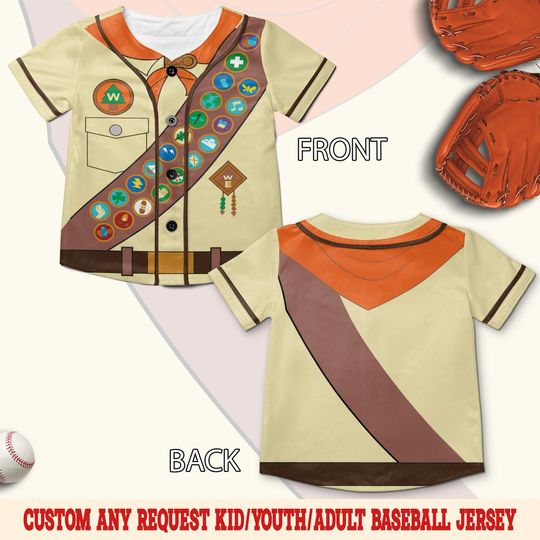 Discover Russell Up Movie Halloween Costume Baseball Jersey/Disney Up Movie/Russell Up Halloween Costume/Russell Up Cosplay Costume OHV301