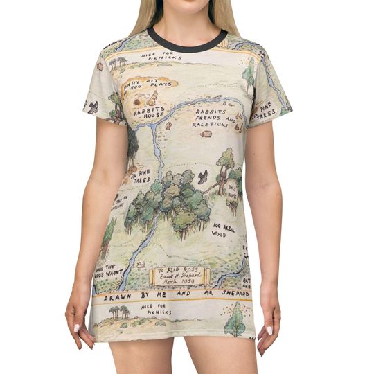 Hundred Acre Wood Map Women's T-Shirt Dress