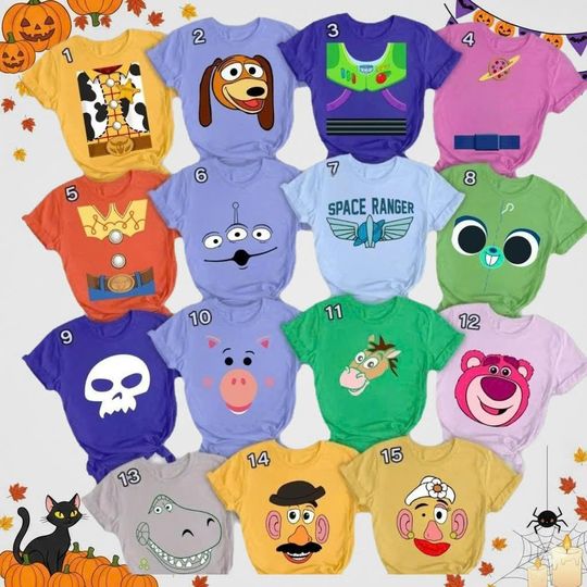 Discover Disney Toy Story Characters Costume Set of 15 PNG, Halloween Group Matching Design, DIY Costume Design, Birthday Party Art, Family Vacation