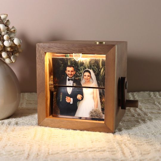 Discover Custom Flipbook Photo Box with Light, Hand Crank Flipbook Box for Dad, Personalized Flipbook Album Unique Anniversary,Christmas gift for Her