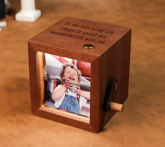 Discover Personalized Photo Flipbook Animation Box,Custom wooden Photo Book with Light,Custom Crank Photobox Picture Box ,Creative Anniversary gifts.