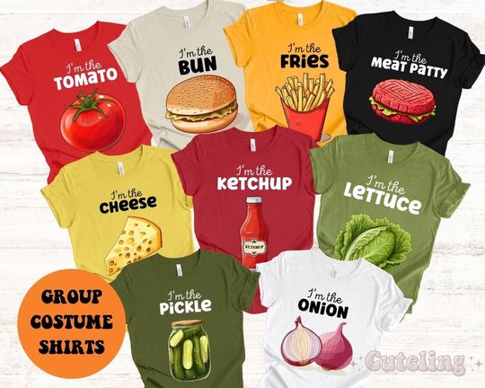 Discover Food Costume Shirts Halloween Group Shirts Hamburger Costume Food Group Costumes Family Halloween Shirts Matching Foody Costume Office Party