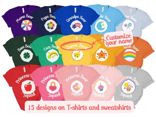 Discover Personalized Care Bears Shirt, Custom Halloween Care Bear Group Costume Sweater, Bear Family Friend Matching Shirt, Couple Matching T-shirt