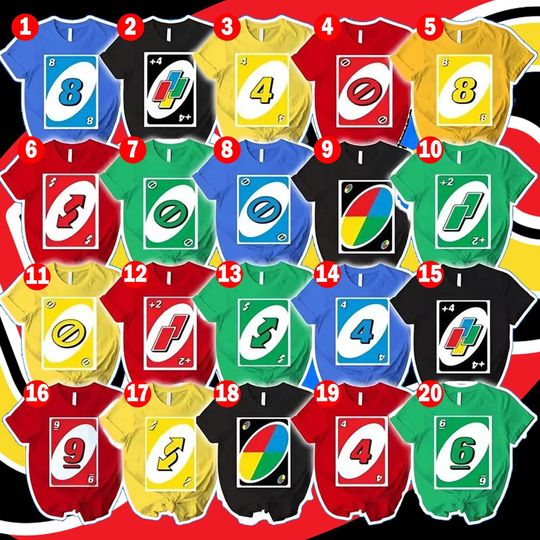Discover Unoo Card Costume Halloween Tee, Halloween Uno Family Matching Group T-shirt, Halloween Costume Matching, Uno Card Friends Team Shirt Gifts