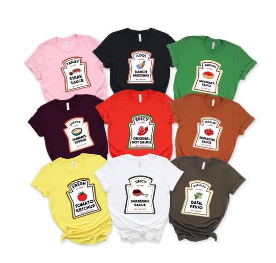 Discover Group condiment shirts,halloween couple costume,halloween condiment shirts,family matching shirts,ketchup shirt,group costume shirts,outfits