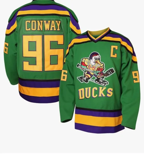 Mighty Ducks Movie Men Jersey #96  Conway Ice Hockey Jersey Stitched Sewn