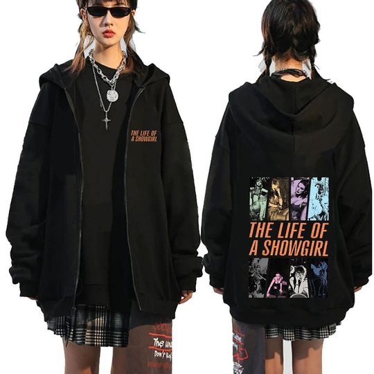Discover The Life of A Showgirl Album Zipper Hoodies Fan Gifts Men Women Hip Hop Zip Up Hooded Sweatshirts Long Sleeve Hoody Jackets Coat