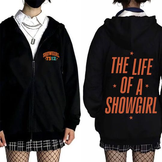 Discover Limited The Life of A Showgirl Album Zipper Hoodie Men Women Fashion Pop Music Zip Up Jacket Unisex Cotton Retro Zip Up Hoodies